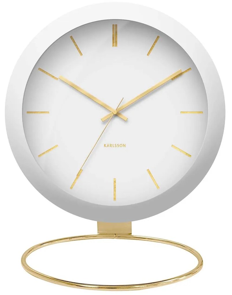 Stolné hodiny Globe biele 21× 24,5 × 14 cm