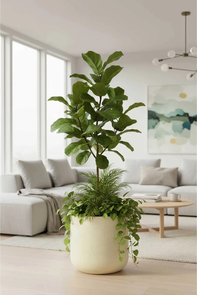 Okrúhly kvetináč CHICO, sklolaminát, priemer 40 x výška 40 cm, krémový