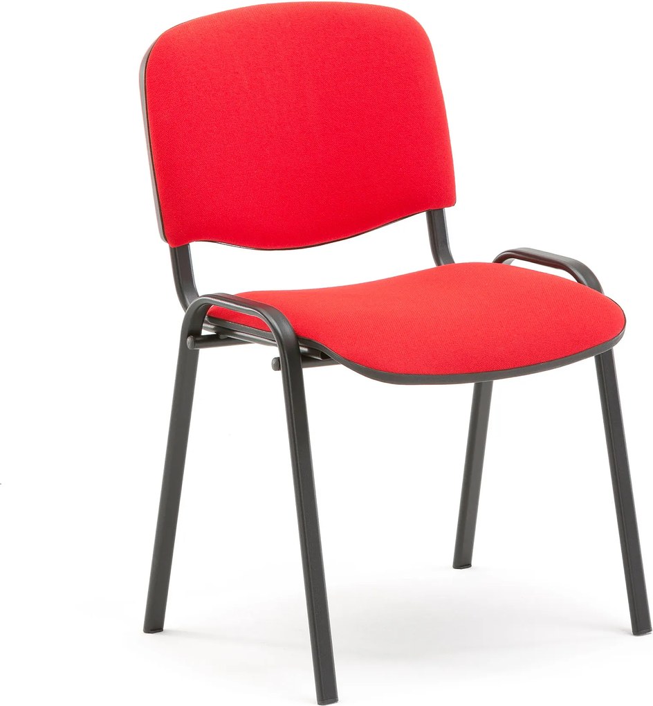 Konferenčná stolička Nelson, červená tkanina, čierny podstavec