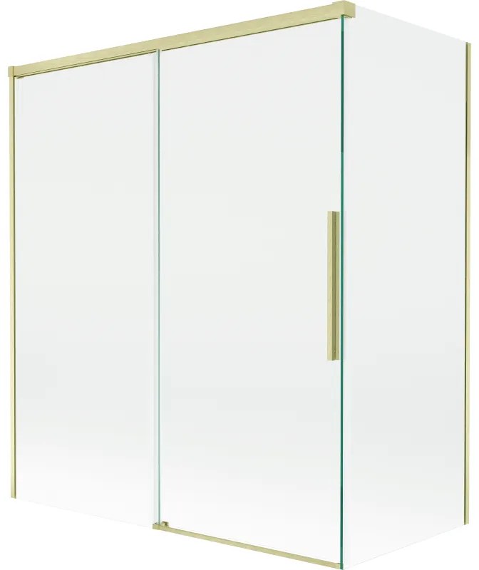 Mexen Rox, 2-krídlová posuvná vaňová zástena 140 + 70 x 150 cm, 8mm číre sklo, zlatý matný profil, 8C9-140-070-55-00