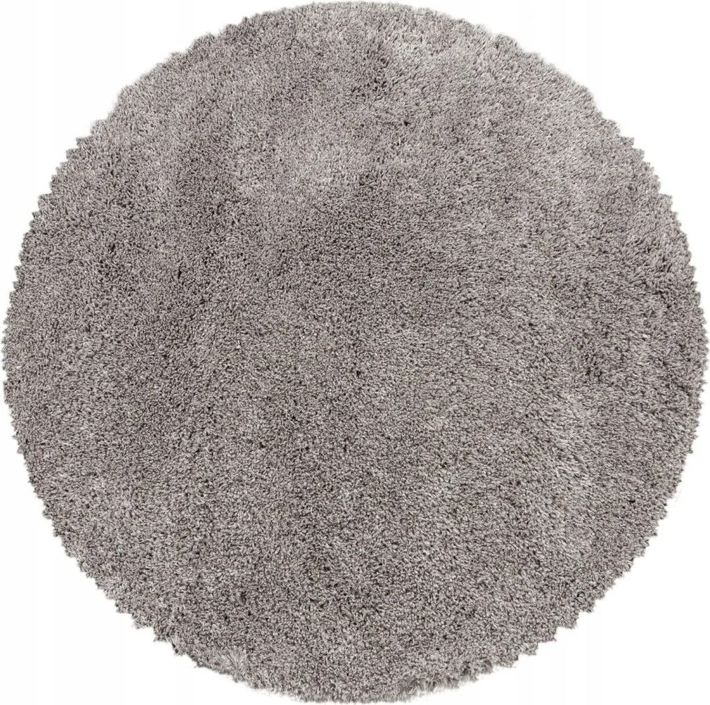 Ayyildiz, Kusový koberec Fluffy Shaggy 3500 beige kruh, 80x80 (priemer) kruh, béžová, obývacia izba