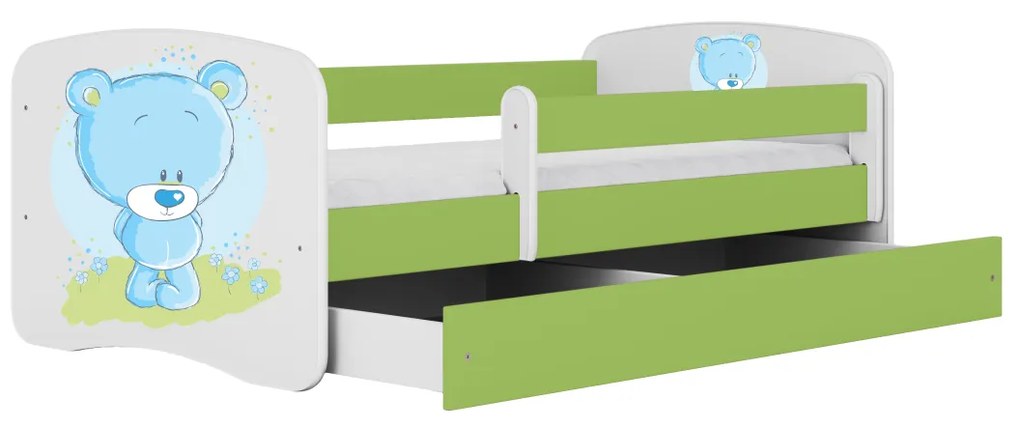Kocot kids Detská posteľ Babydreams medvedík zelená, varianta 80x180, bez šuplíků, bez matrace