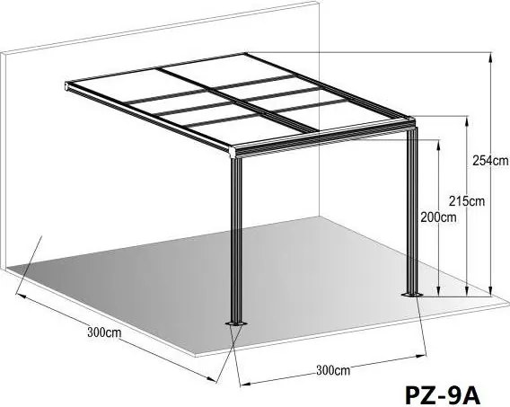 Hliníková pergola BestBerg PZ-9A / 9 m² / antracit/sivá
