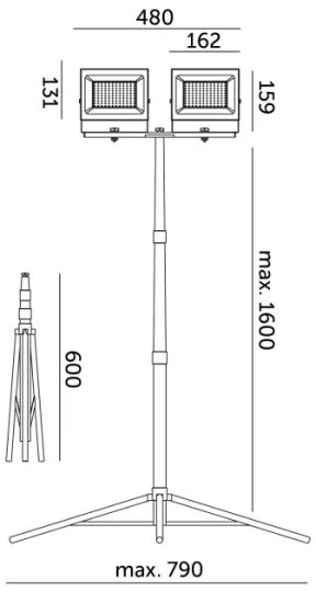 LED Reflektor so stojanom TIGRA 2xLED/50W/230V 4000K IP54 čierna/žltá