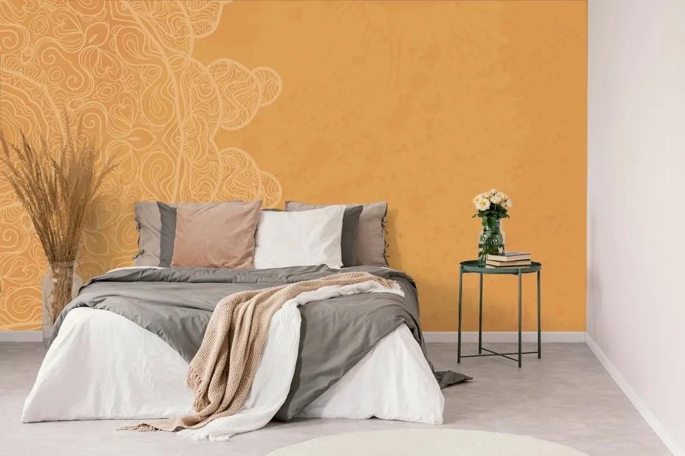 Tapeta oranžová arabeska na abstraktnom pozadí - 225x150