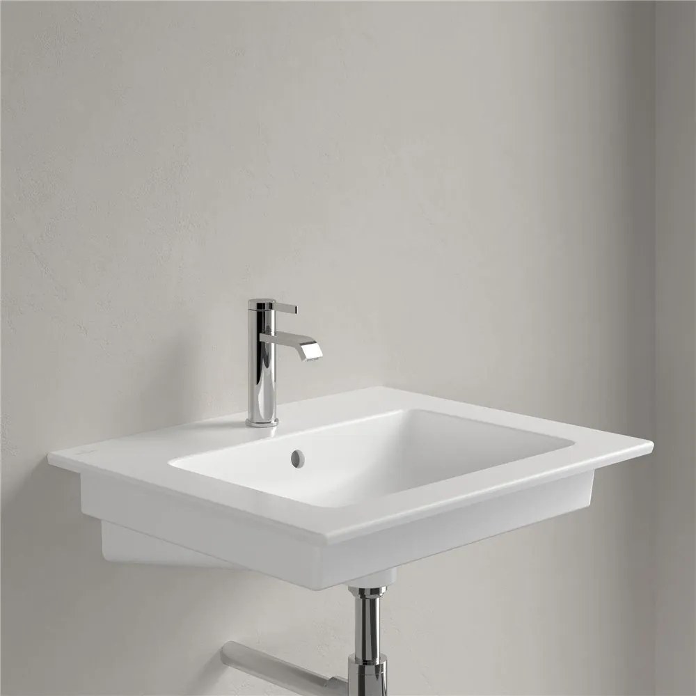 VILLEROY &amp; BOCH Venticello závesné umývadlo s otvorom (spodná strana brúsená), s prepadom, 600 x 500 mm, Stone White, s povrchom CeramicPlus, 4124G6RW