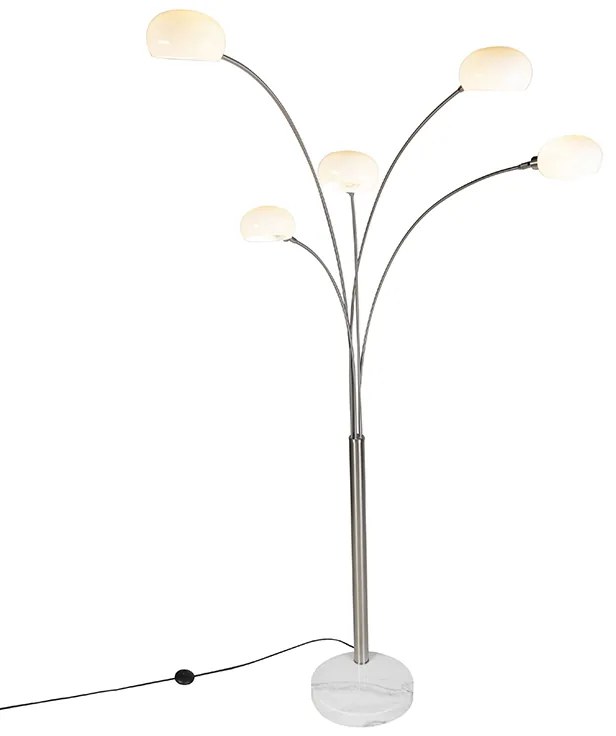 Dizajnová stojaca lampa oceľ 5-svetlo - Sixties Marmo