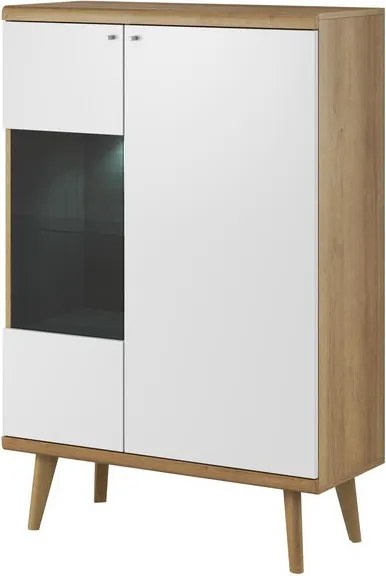 Nízká vitrína Primo, dub riviera/biela