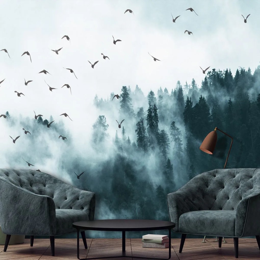 Fototapeta - Vtáky v hmle (152,5x104 cm)