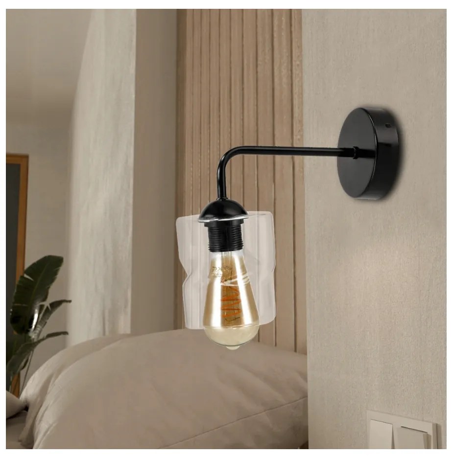 BERGE LED nástenné svietidlo sklenené rolovacie štvorcové - priehľadné