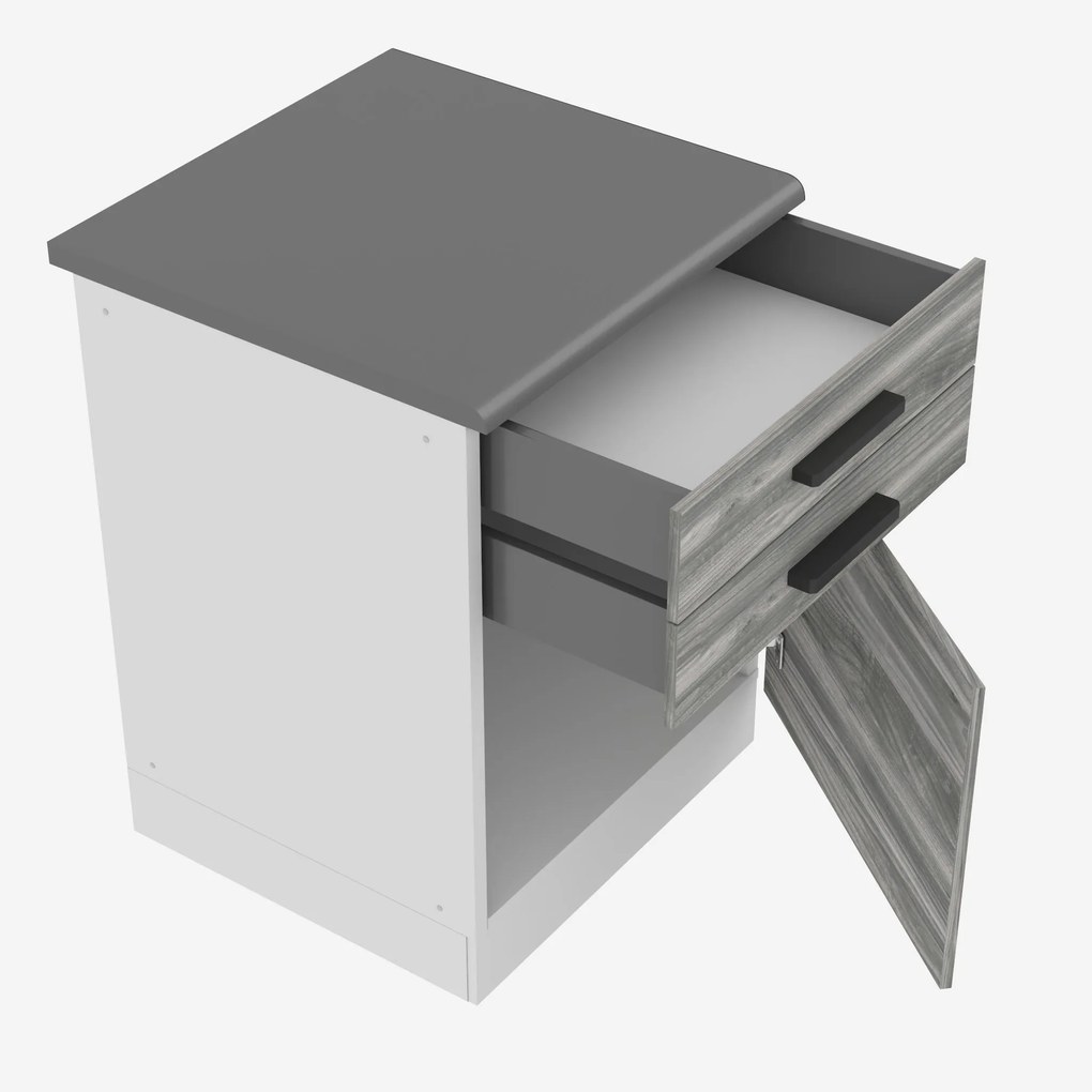 Kuchynská skrinka Belini Premium Full Version spodná so zásuvkami 60 cm šedý antracit Glamour Wood s pracovnou doskou