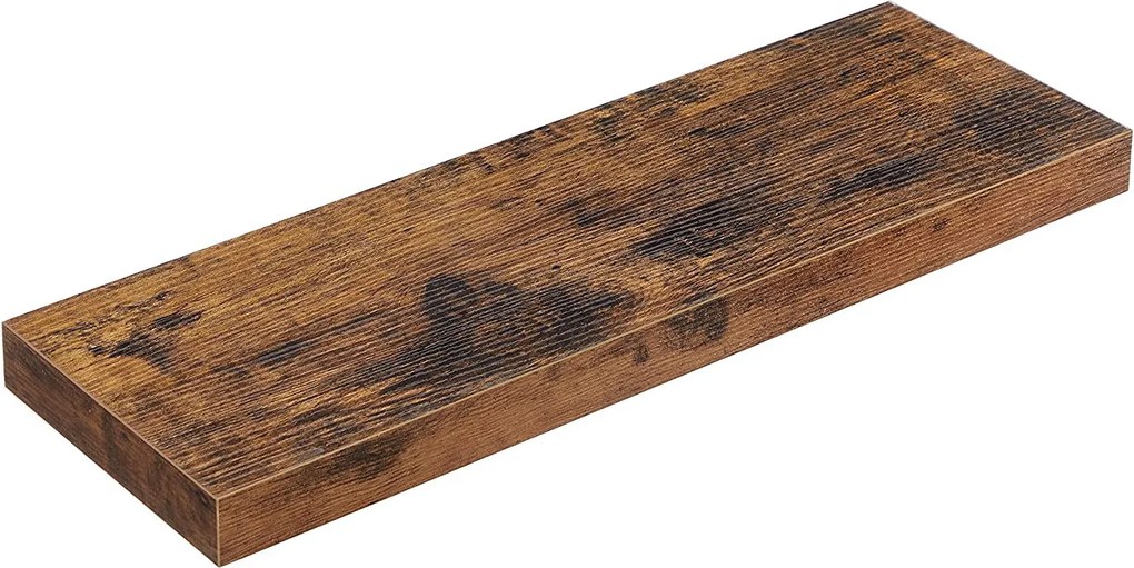 Nástenná plávajúca polica, 60 cm, rustikálna hnedá
