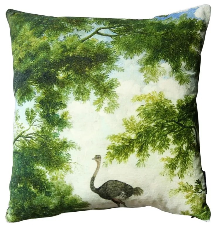 Zamatový vankúš s pštrosom - 45 * 45 * 10cm