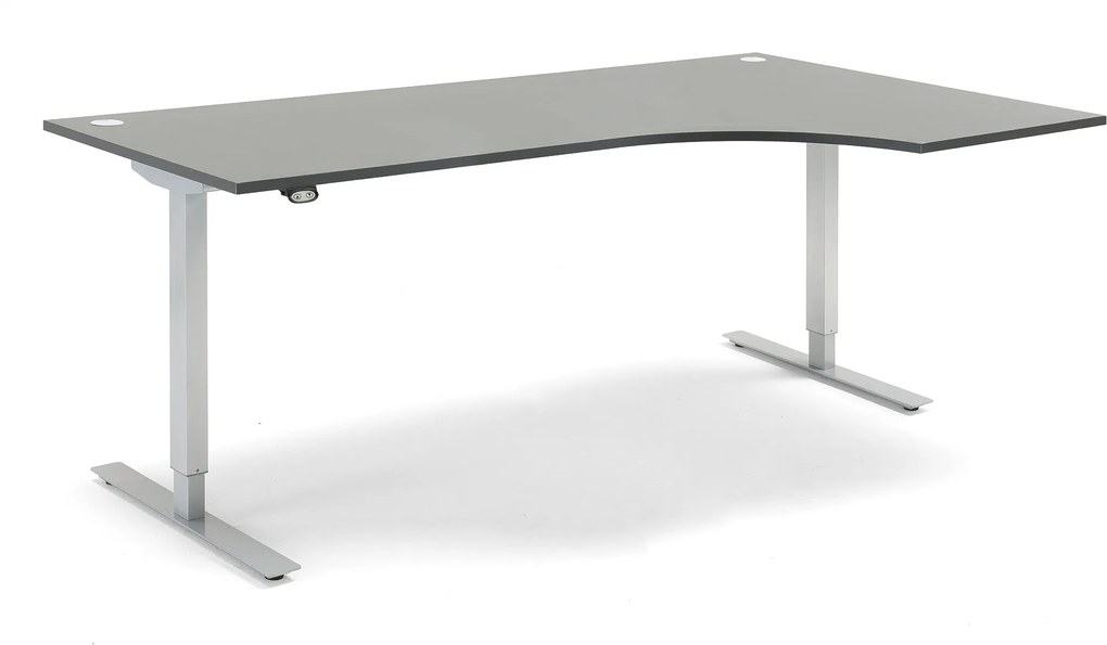 Výškovo nastaviteľný stôl Flexus, rohový, 2000x1200 mm, šedá