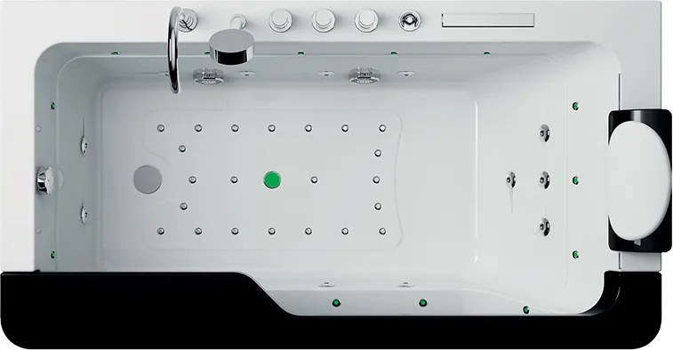 Terra Hydromasážna vírivá vaňa NEVADA 912 BL 170x90 ČIERNA s ohrevom vody