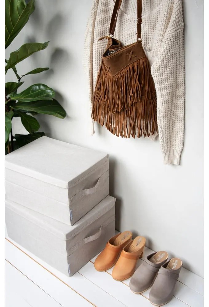 Béžový látkový úložný box s vekom 40x30x22 cm Soft Storage – Bigso