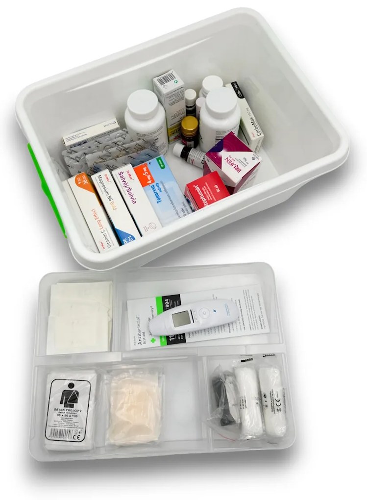 ALTOM Lekárnička, úložný box na lieky s vnoreným organizérom, 2v1, s rukoväťou, antibakteriálna, 12,5 l