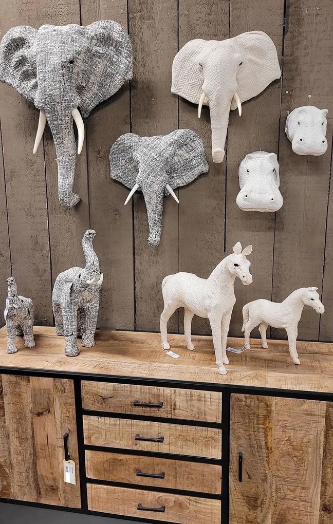 Béžová antik nástenná dekorácia hlava hroch Hippo M - 13*20*15 cm