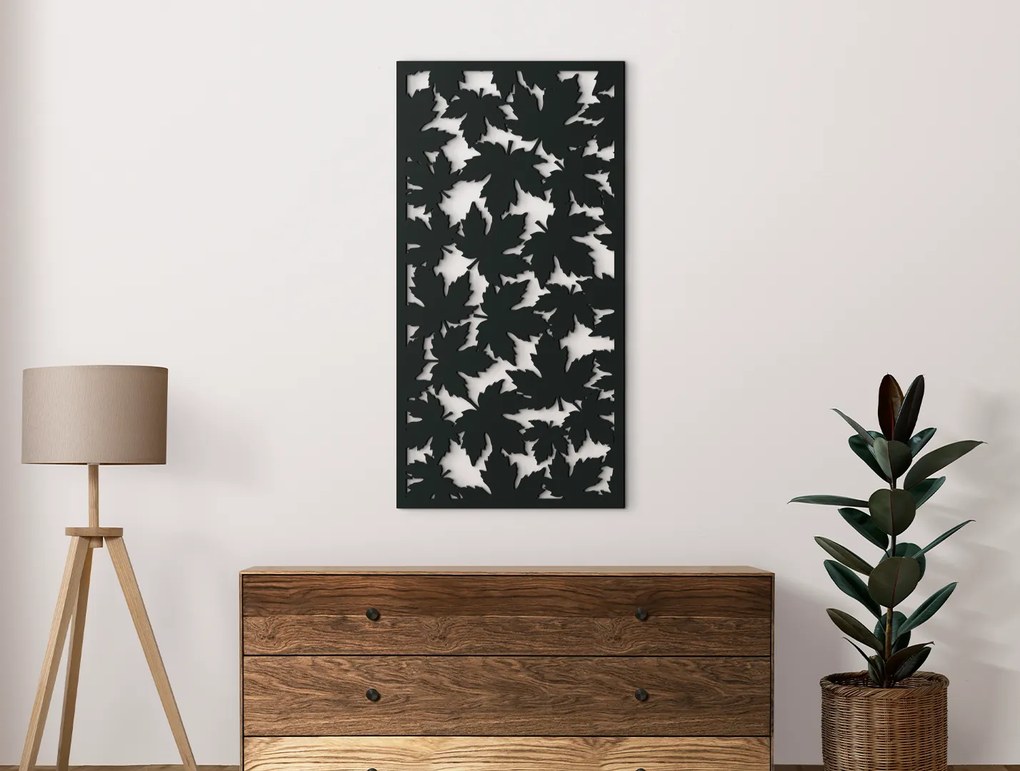 drevko Drevený obraz Javorové listy Rozmer obrazu: 44,5 x 22,5 cm, Farba dekorácie: Čierna