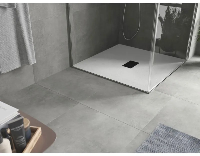 Mexen Hugo, štvorcová sprchová vanička SMC 100 x 100 cm, biela, čierna krytka, 42101010-B