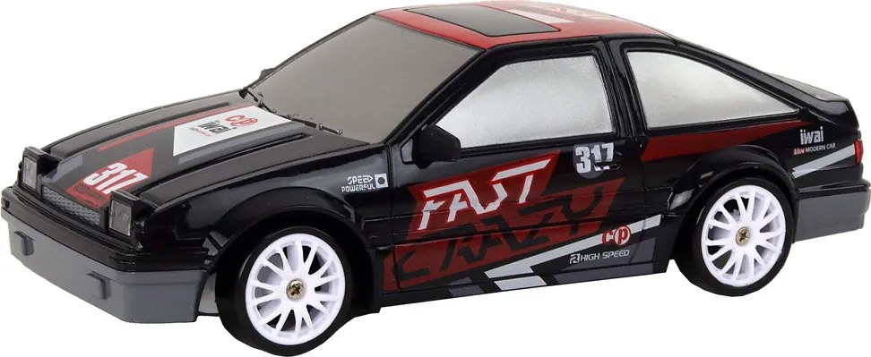 LEAN Toys Športové autíčko s diaľkovým ovládaním R/C v mierke 1:24, čierne, s vymeniteľnými kolesami