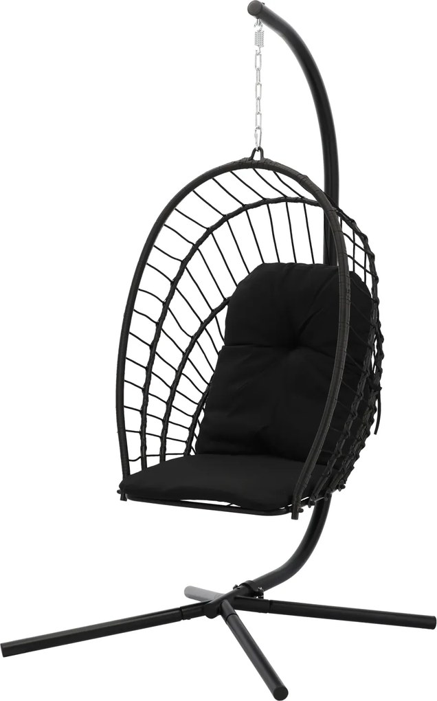 CH ERIS ČIERNA SKLADACIA ZÁVESNÁ STOLIČKA, VANKÚŠ – ČIERNY, RÁM – ČIERNY