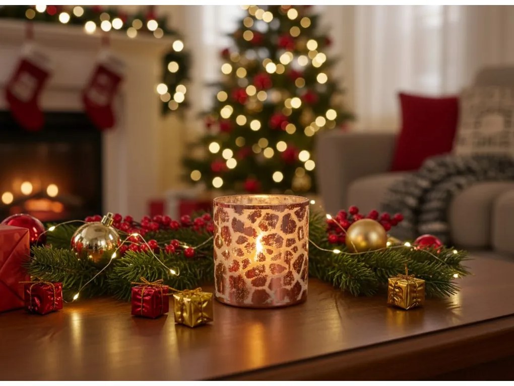 Ružový sklenený svietnik DESIREE GIRAFFE