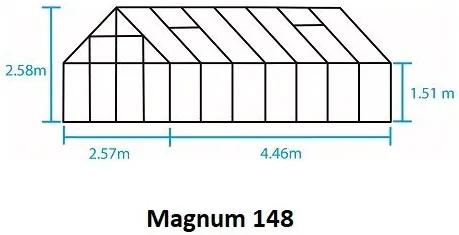 Skleník Halls Magnum zelený, 3,22 x 2,57 m / 8,3 m², 3 mm tabuľové sklo