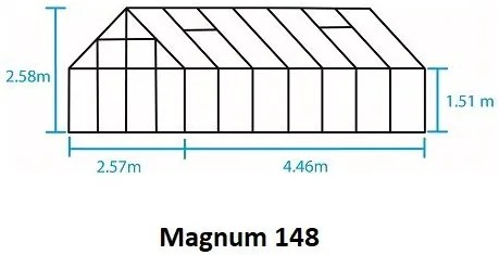 Skleník Halls Magnum zelený, 3,22 x 2,57 m / 8,3 m², 3 mm tvrdené sklo