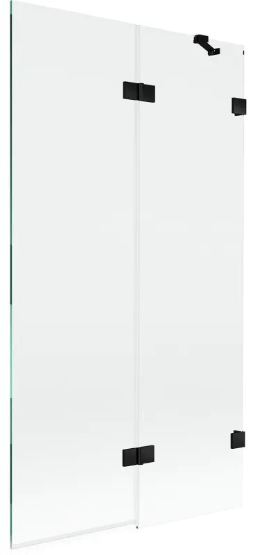 Mexen Lunar, 2-krídlová vaňová zástena pravá 100 x 150 cm, číre sklo, čierna matná, 897-100-100-70-00-P
