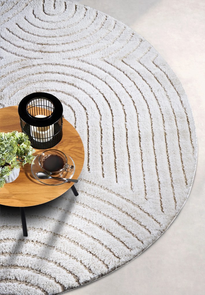 ELLE Decoration, AKCIA: 200x200 (průměr) kruh cm Kusový koberec New York 106203 White kruh, biela, chodba / predsieň