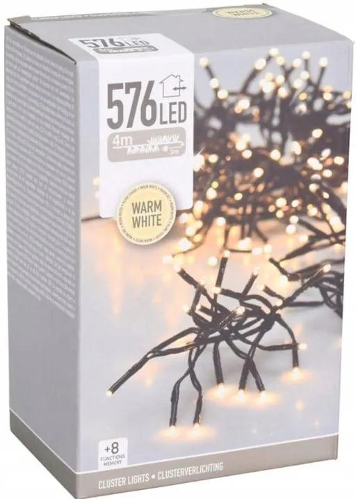 Bestent Vianočná svetelná reťaz 4m 576 LED teplá biela s časovačom