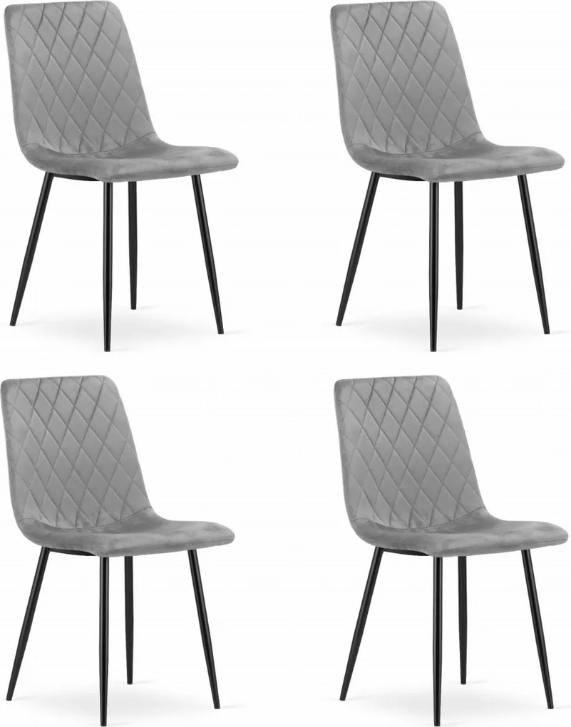 Sivá zamatová stolička TURIN s čiernymi nohami