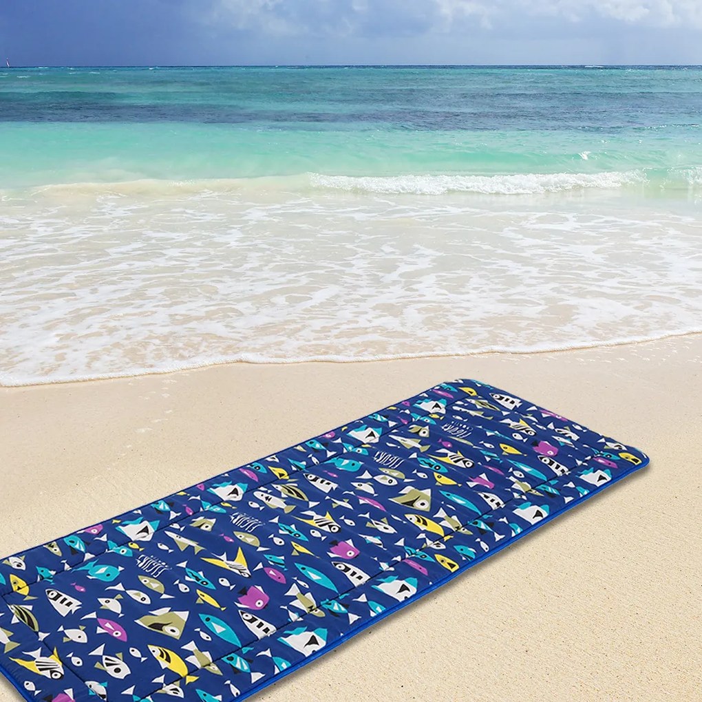 Plážové ležadlo v ruličke RYBKY 148x52 cm, čierno-biele