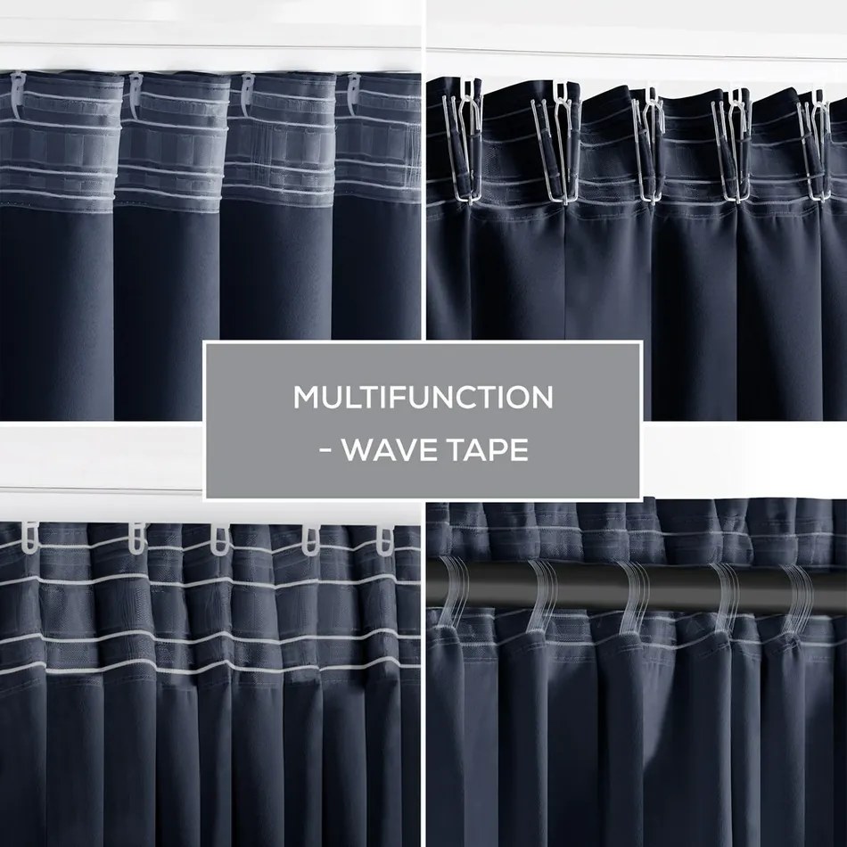 Restilo Záves Blackout Oxford Pleat indigo, 140 x 245 cm