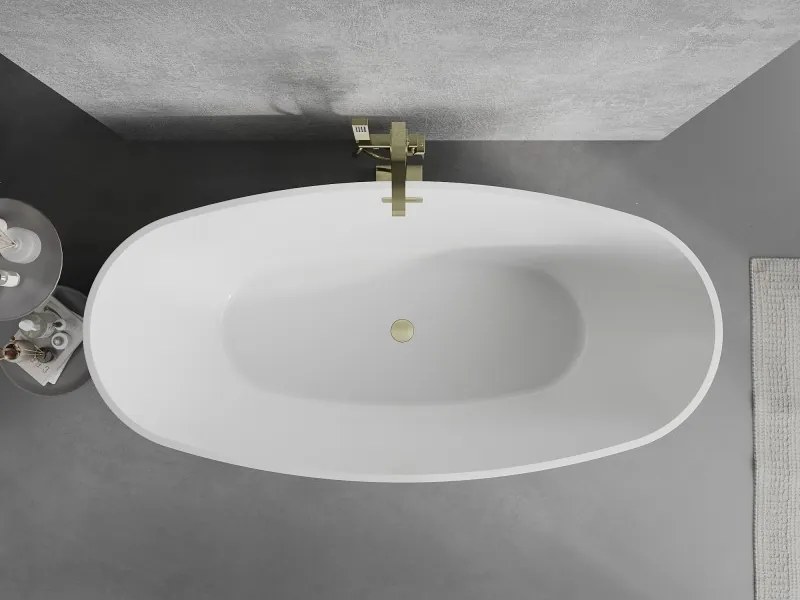 Mexen Lira, voľne stojaca vaňa, vzor, 170 × 80 cm, biela lesklá, zlatý matný prepad, 52831708000-55