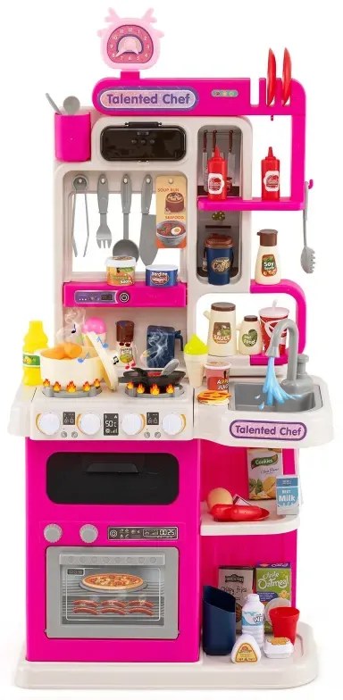 Detská kuchynka s 95 doplnkami Kuchynka na hranie Kuchynka pre bábiky Kuchynka na hranie pre deti od 3 rokov Ružová