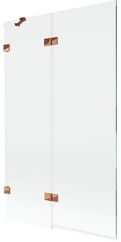 Mexen Lunar, 2-krídlová vaňová zástena ľavá 110 x 150 cm, číre sklo, ružové zlato, 897-110-100-60-00-L
