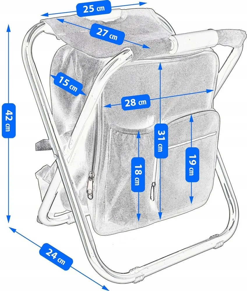 Skladacie turistické kreslo s batohom - čierne