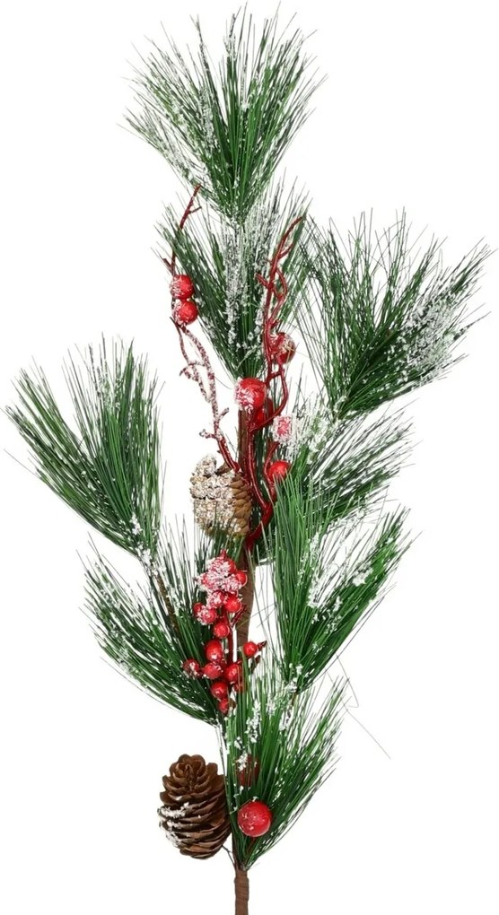 Umelá vetvička borovica s dekoráciou, 75 cm
