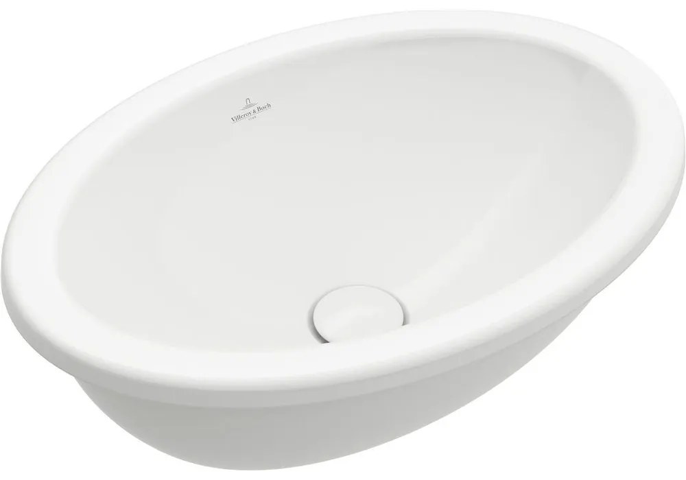 VILLEROY &amp; BOCH Loop &amp; Friends oválne zápustné umývadlo bez otvoru, s prepadom, 505 x 360 mm, biela alpská, s povrchom CeramicPlus, 4A6100R1