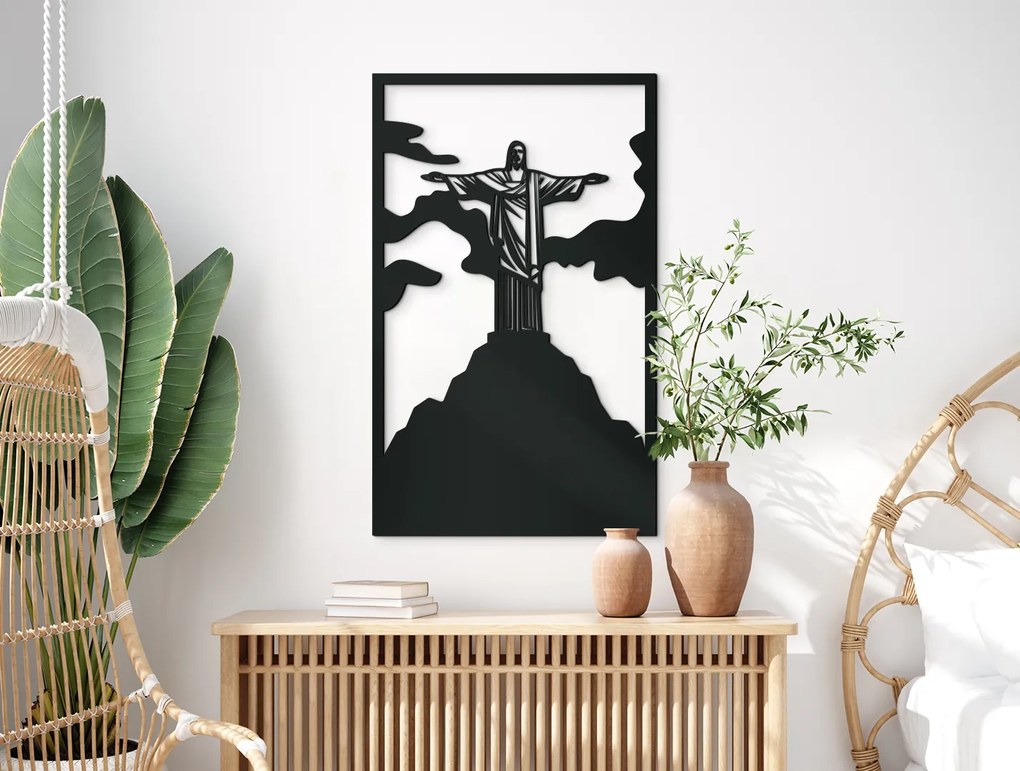 drevko Obraz Socha Krista Spasiteľa, Rio de Janeiro Rozmer obrazu: 65 x 39,5 cm, Farba dekorácie: Čierna