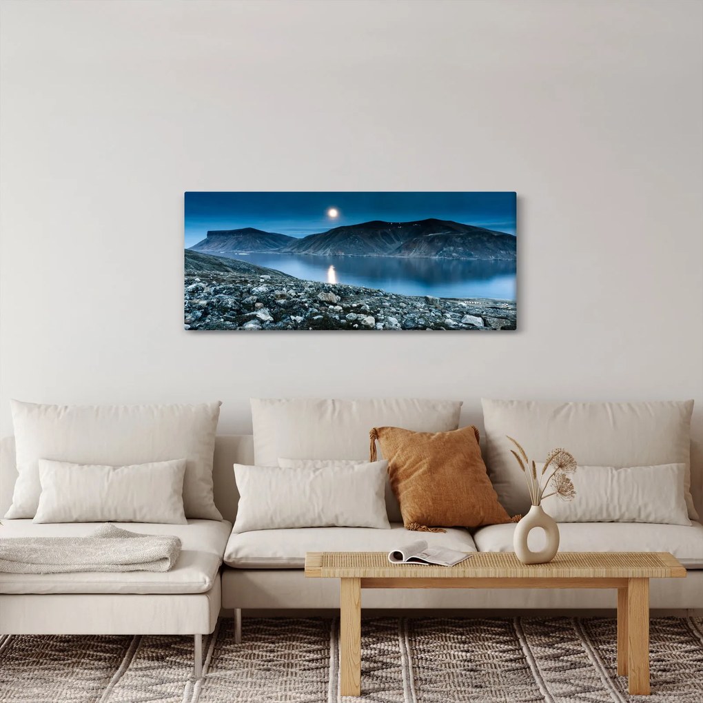 Obraz nočné krajiny, Island (120x50 cm)