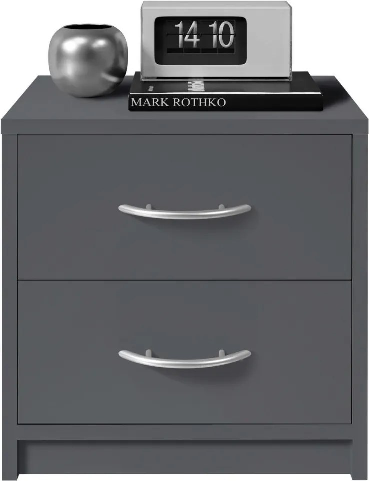 Nočný stolík s 2 zásuvkami Pepe, šedý grafit