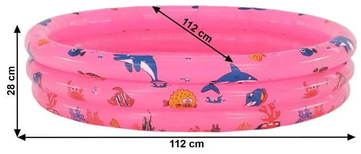 Kondela Detský nafukovací bazén, ružová/vzor, LOME