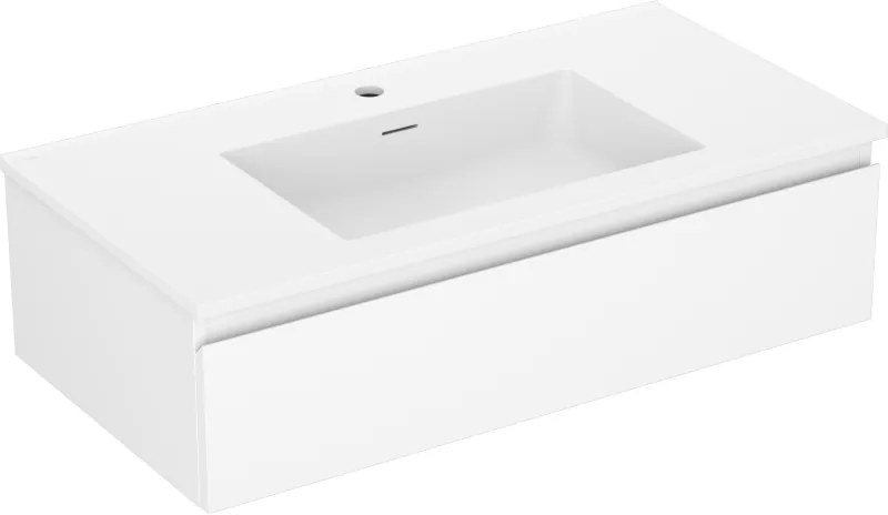 Mexen Orio, kúpeľňová skrinka 90 cm s umývadlom Otis, 1 zásuvka, biela matná, 91A10-09023-1-BF01-W18M01