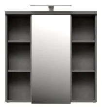 Nástenná kúpeľňová skrinka VENOM so zrkadlom antracit/hnedá