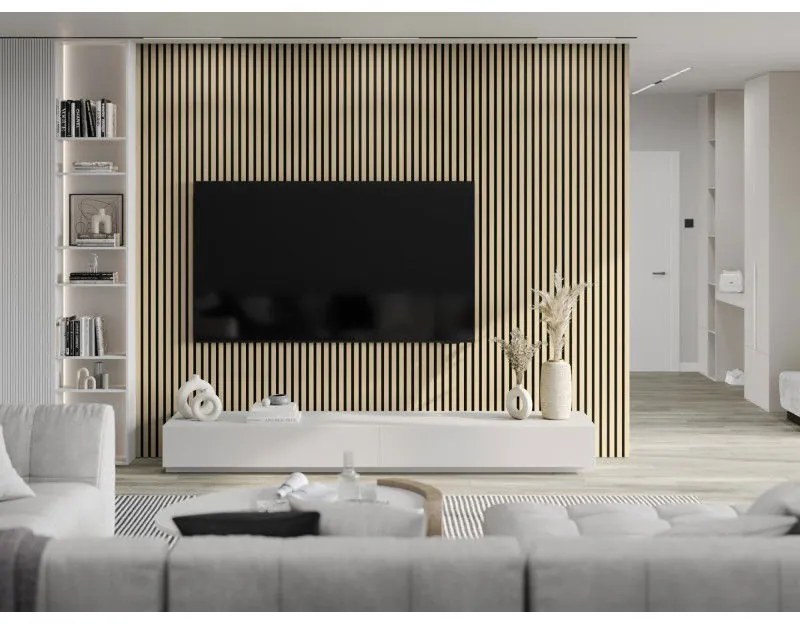 Mexen Lam-F, akustické stenové lamely 275 × 30 cm, plstený podklad 8 mm, technická dyha, dub pieskový, S105-275307-3015-001