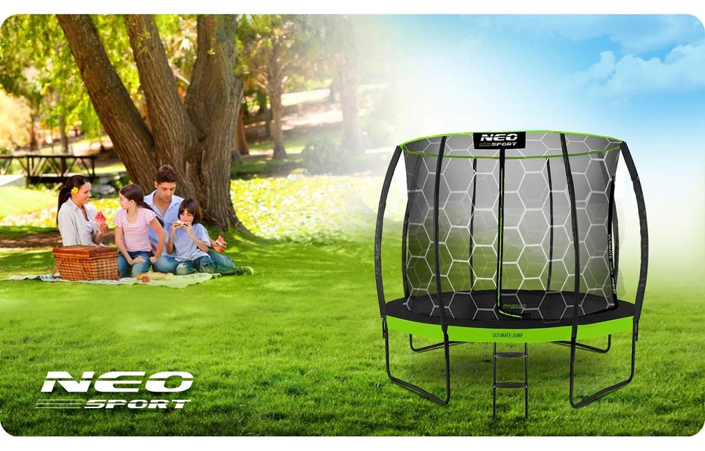 Profilovaná záhradná trampolína 8ft/252cm s vnútornou sieťou Neo-Sport NS-08C221