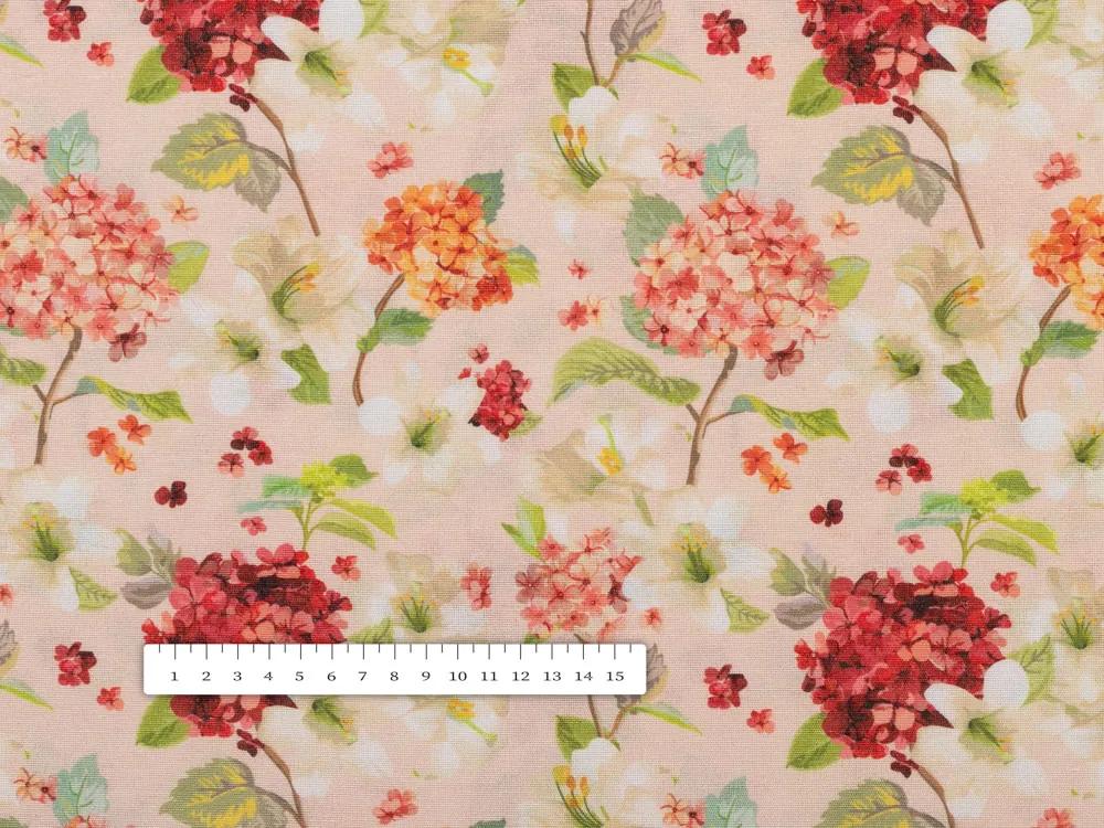 Biante Dekoračná obliečka na vankúš PML-091 Hortenzie a ľalie na ružovom 40 x 40 cm